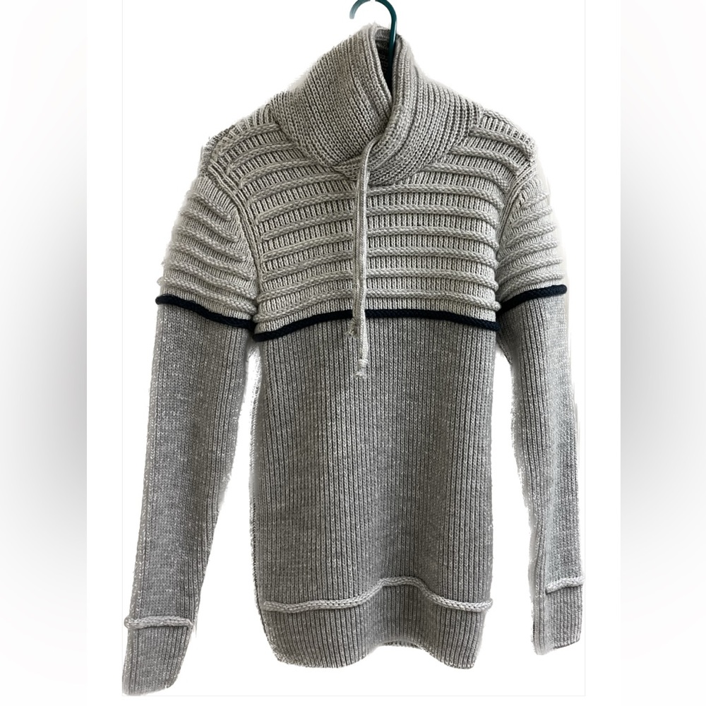 Spazio light grey cowl turtleneck pullover sweater